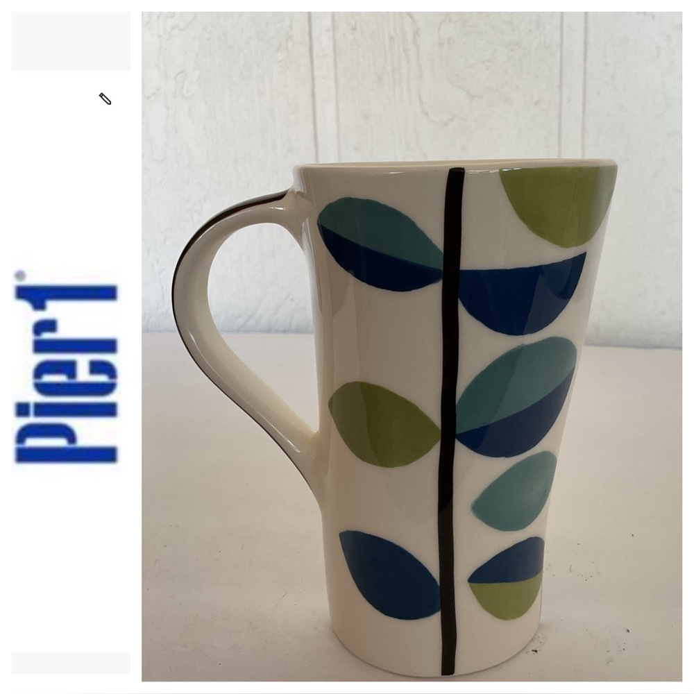 Pier 1 leaves Hand Painted Ceramic Stoneware Coffee Tea Mug